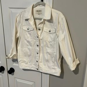 Madewell Size L Oversized White Denim Jacket